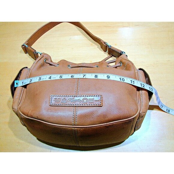 Fossil Womens Brown Leather Adjustable Strap Drawstring Shoulder Handbag Flaw - Picture 7 of 12